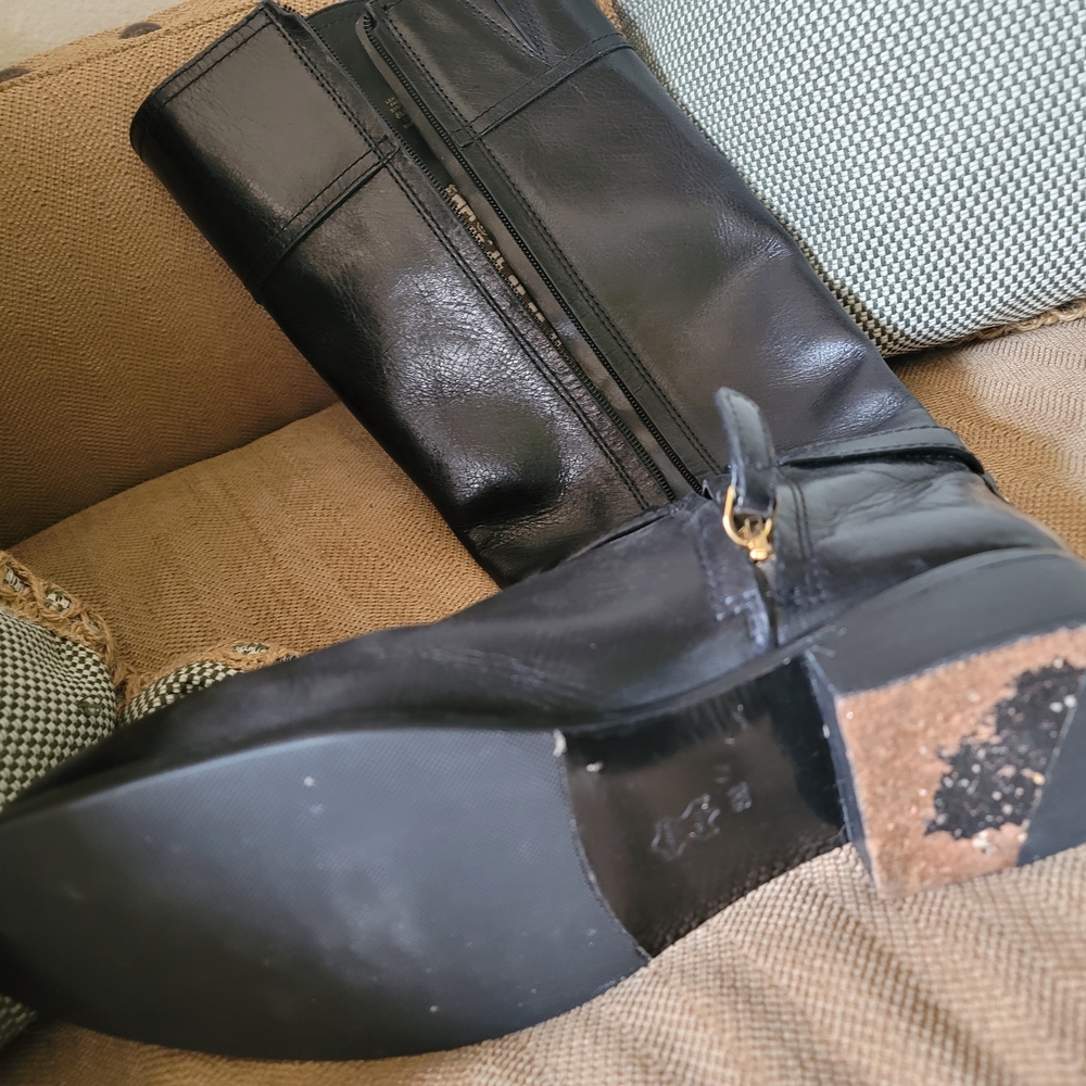 Tory Burch Marlene Black Leather Knee-High Boots - Picture 9 of 9